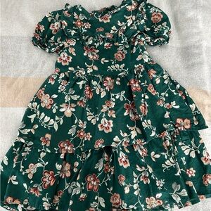 Janie and Jack Green Floral Dress Christmas
